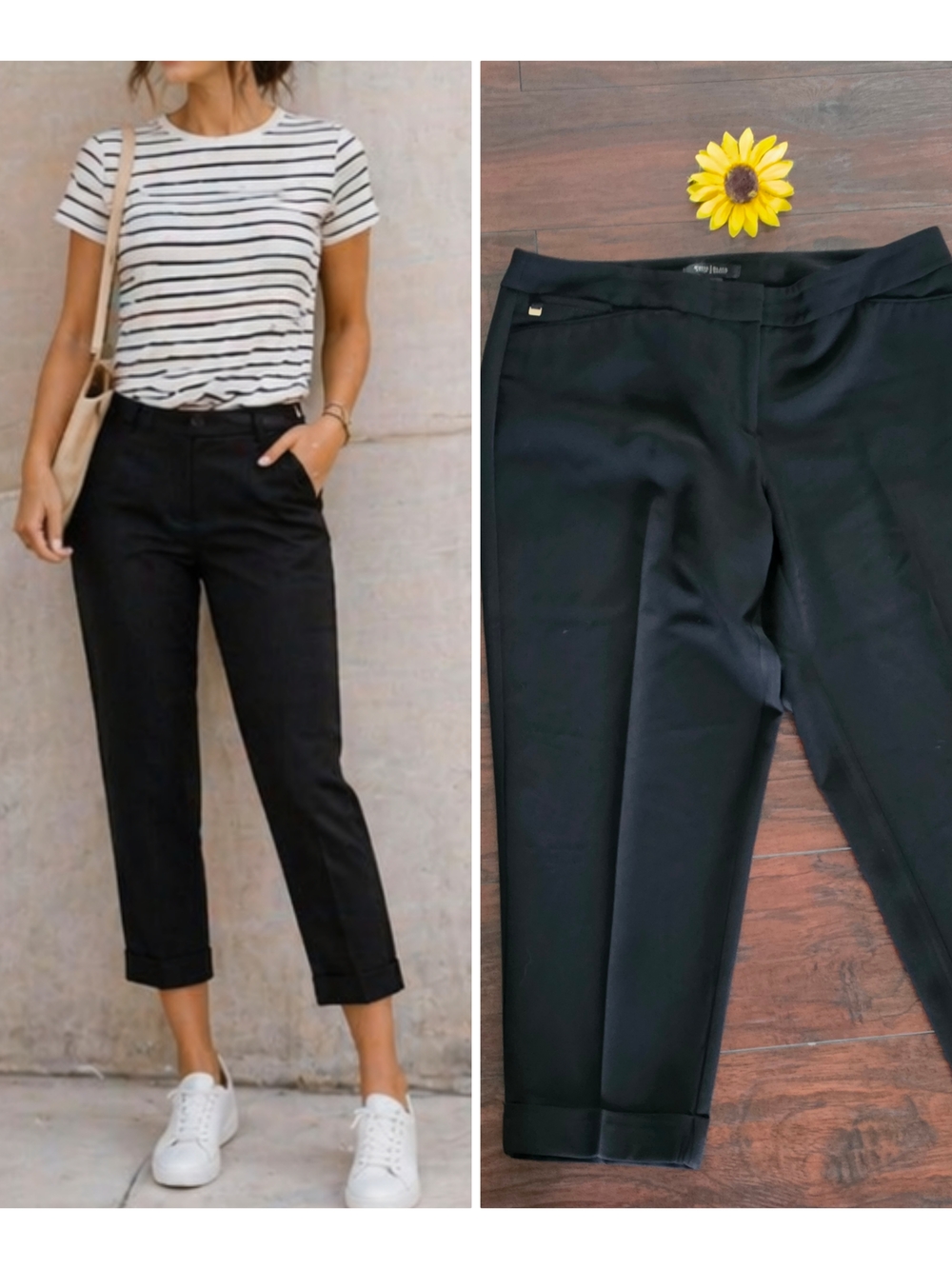 White House Black Market Black Crop Leg Pants - Size 10